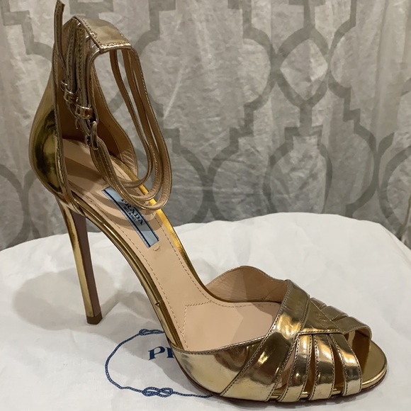 Prada Metallic Gold Sandals - Picture 2 of 11
